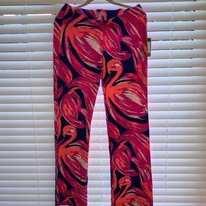Lilly Pulitzer Pink & Navy Plume Bloom Palazzo Pants